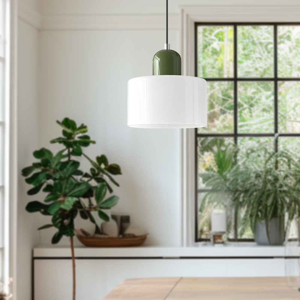 Lina - Kleine glazen pendellamp met LED en metalen afwerking