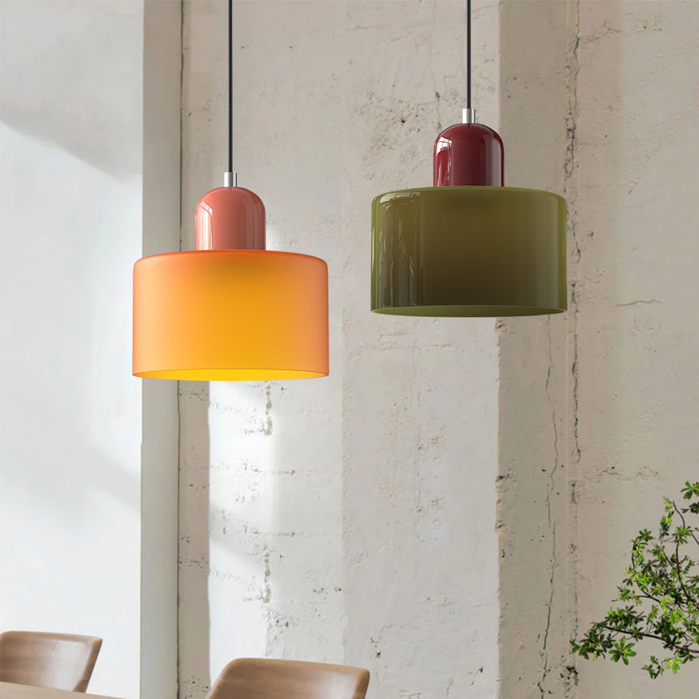Lina - Kleine glazen pendellamp met LED en metalen afwerking