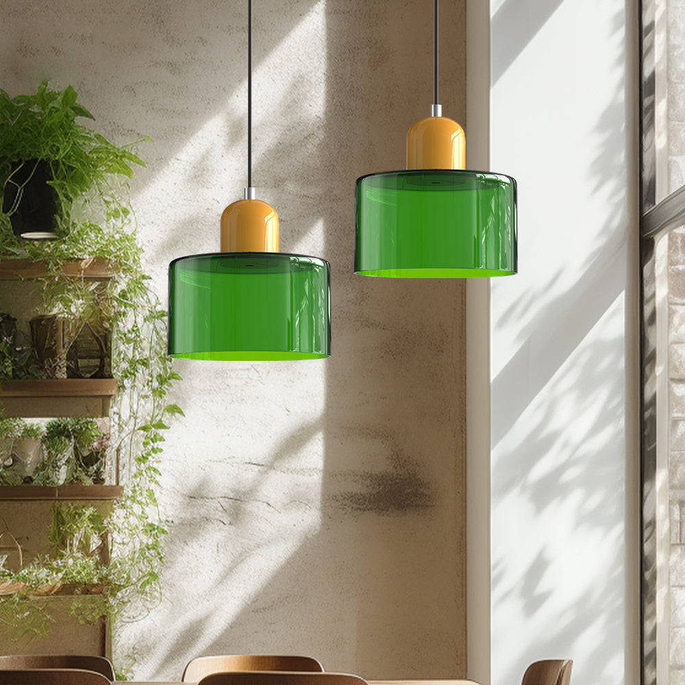 Lina - Kleine glazen pendellamp met LED en metalen afwerking