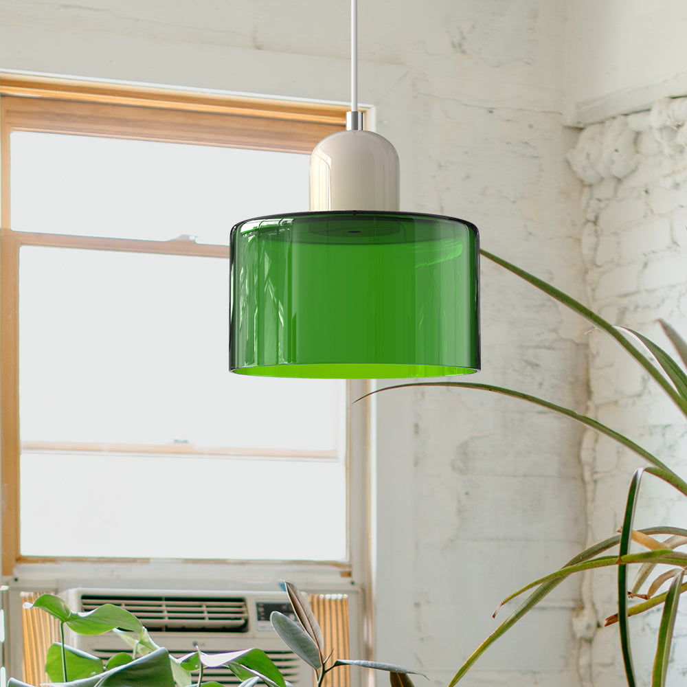 Lina - Kleine glazen pendellamp met LED en metalen afwerking