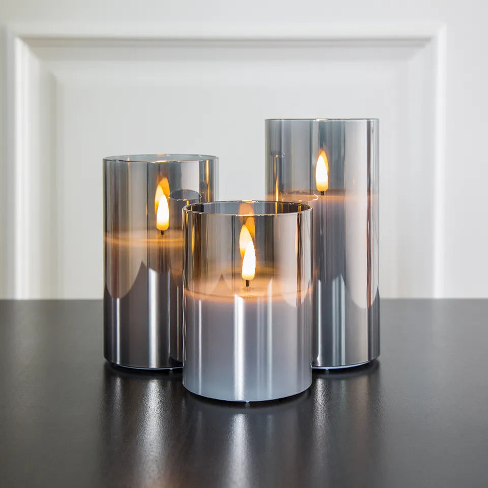 GlowNest – Drieluik LED-kaarsenset met realistisch flikkerend licht