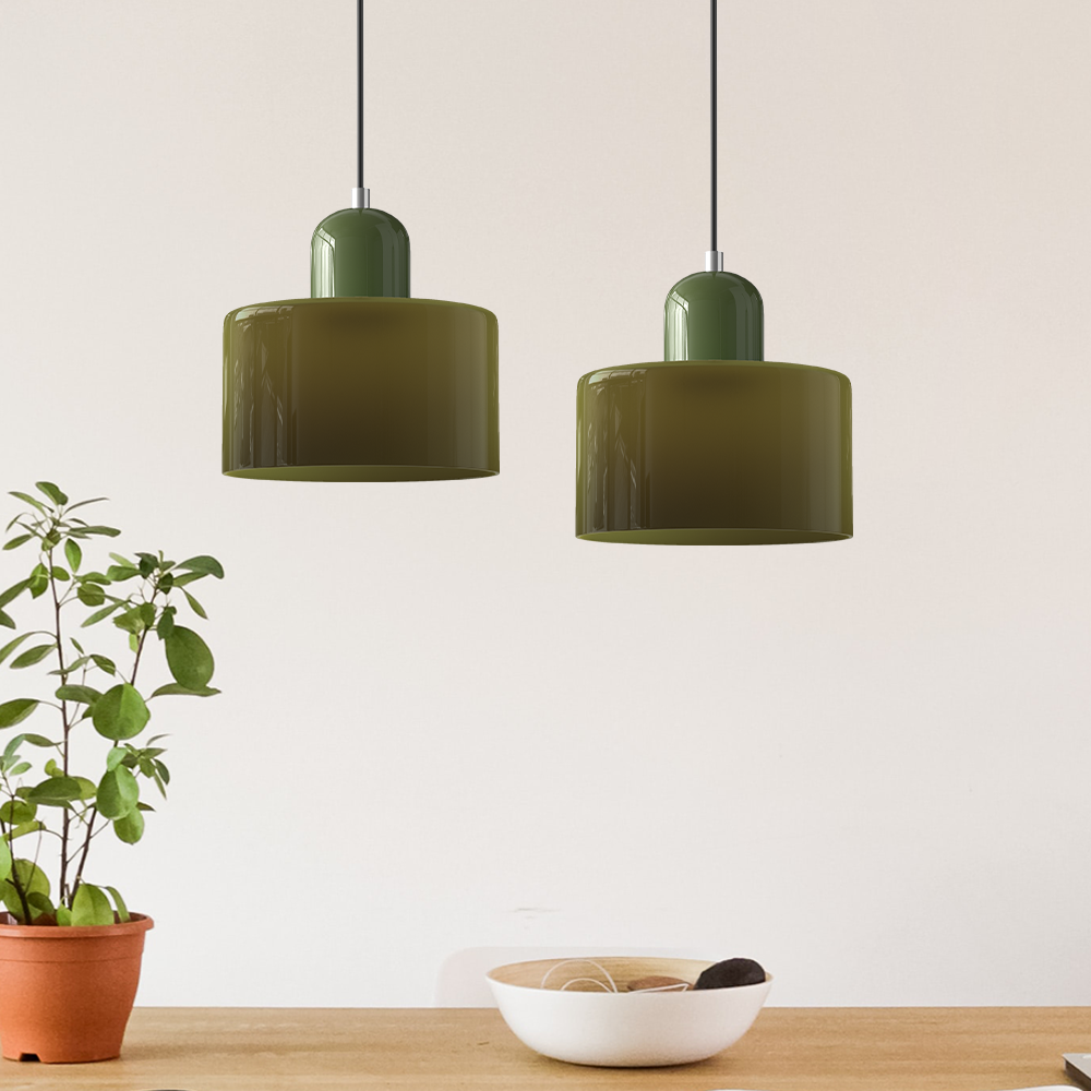 Lina - Kleine glazen pendellamp met LED en metalen afwerking