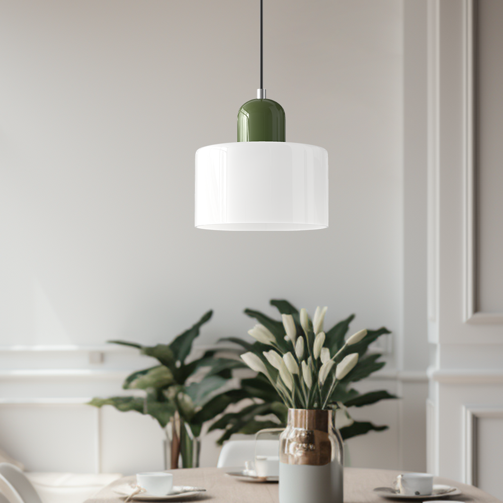 Lina - Kleine glazen pendellamp met LED en metalen afwerking