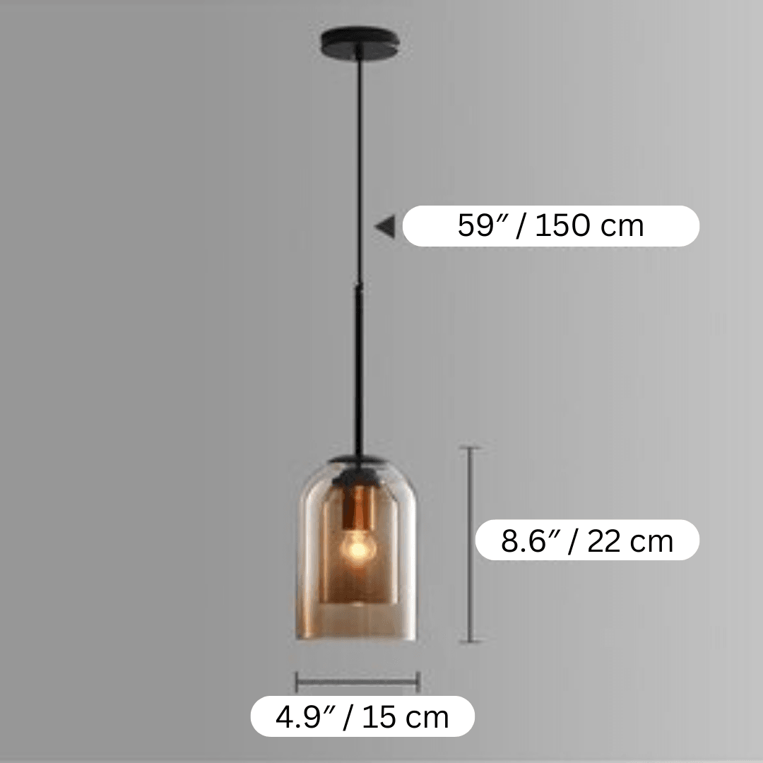 Aurélie Hanglamp – Elegant Glas, Grijs & Amber, Minimalistisch Design