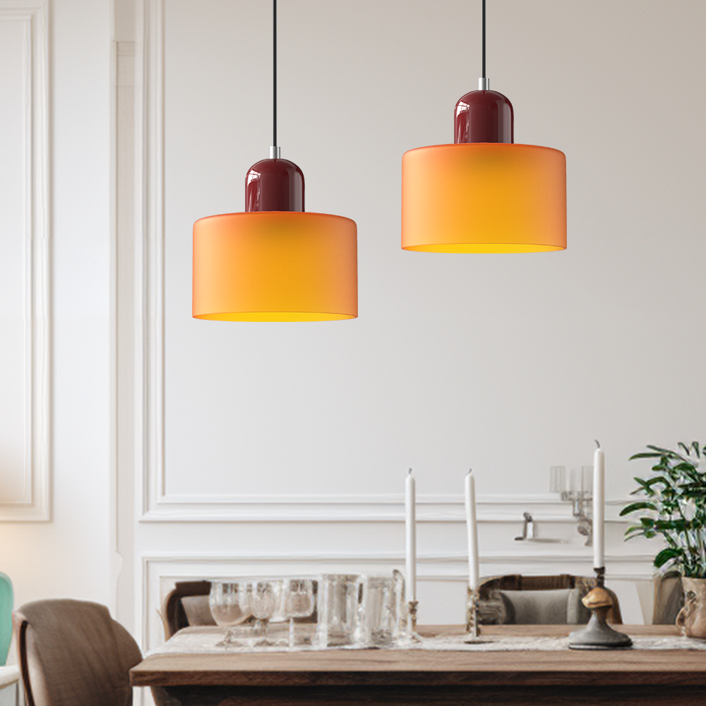 Lina - Kleine glazen pendellamp met LED en metalen afwerking