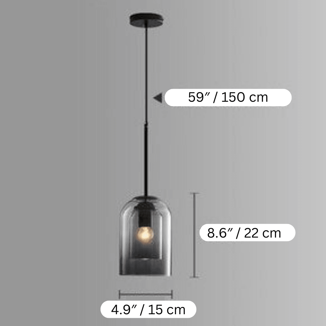 Aurélie Hanglamp – Elegant Glas, Grijs & Amber, Minimalistisch Design