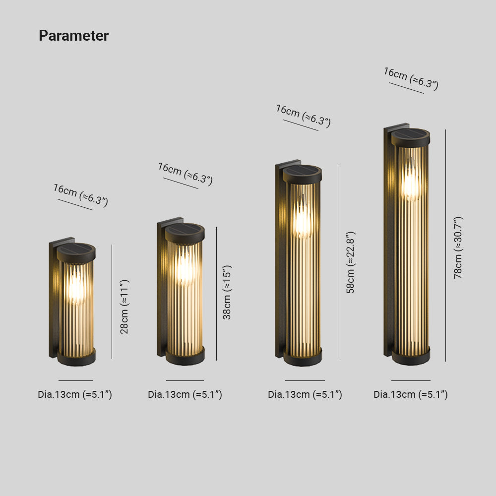 Zylindrische Solar Buitenlamp – Modern Design met Glas en Metaal
