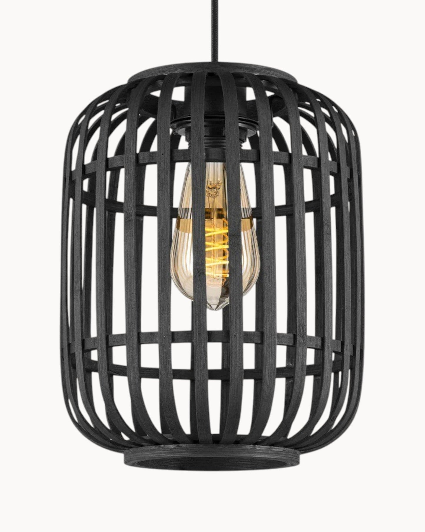 Noir Boho Hanglamp – Bamboe, Zwart, 21,5 x 131 cm