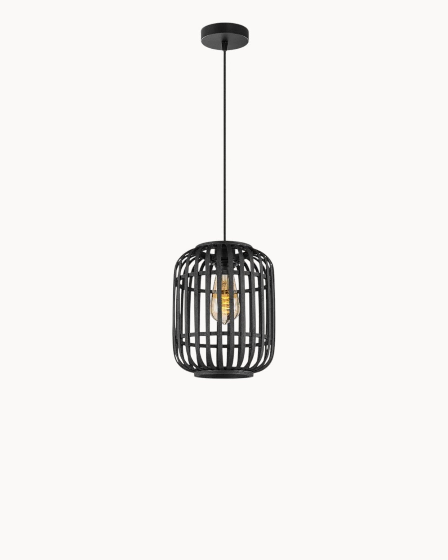 Noir Boho Hanglamp – Bamboe, Zwart, 21,5 x 131 cm