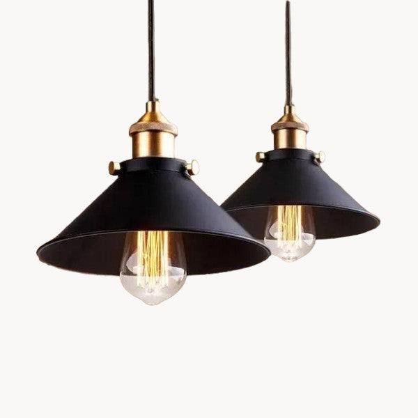 Nero Hanglamp – Industrieel, Zwart & Goud, Metaal, E27