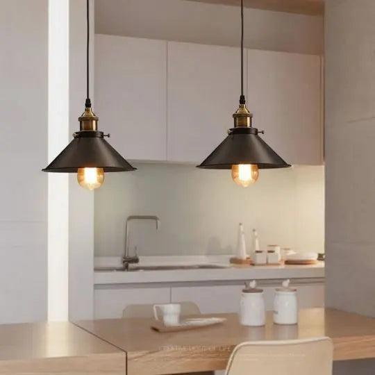 Nero Hanglamp – Industrieel, Zwart & Goud, Metaal, E27