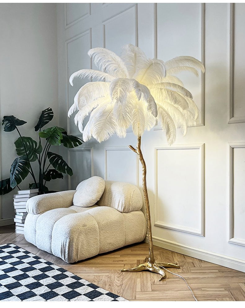 PlumaLuxe – Staande lamp met struisvogelveren in luxe design