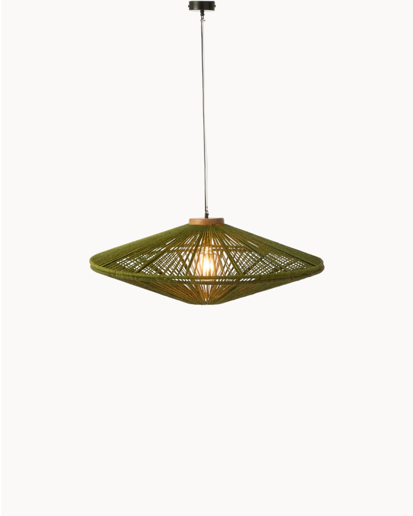 Noa Hanglamp – Metaal en Jute, Groen, Groot