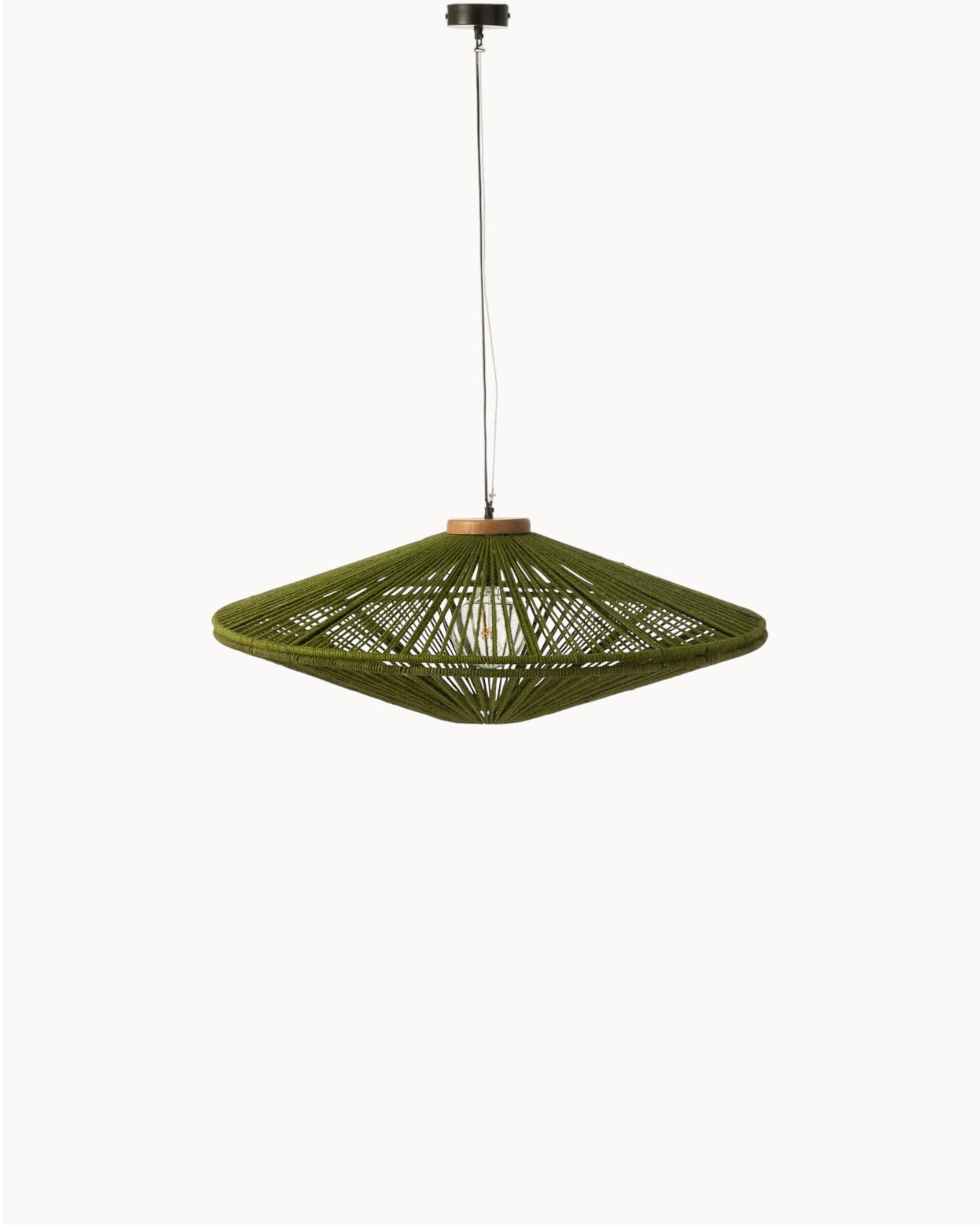 Noa Hanglamp – Metaal en Jute, Groen, Groot