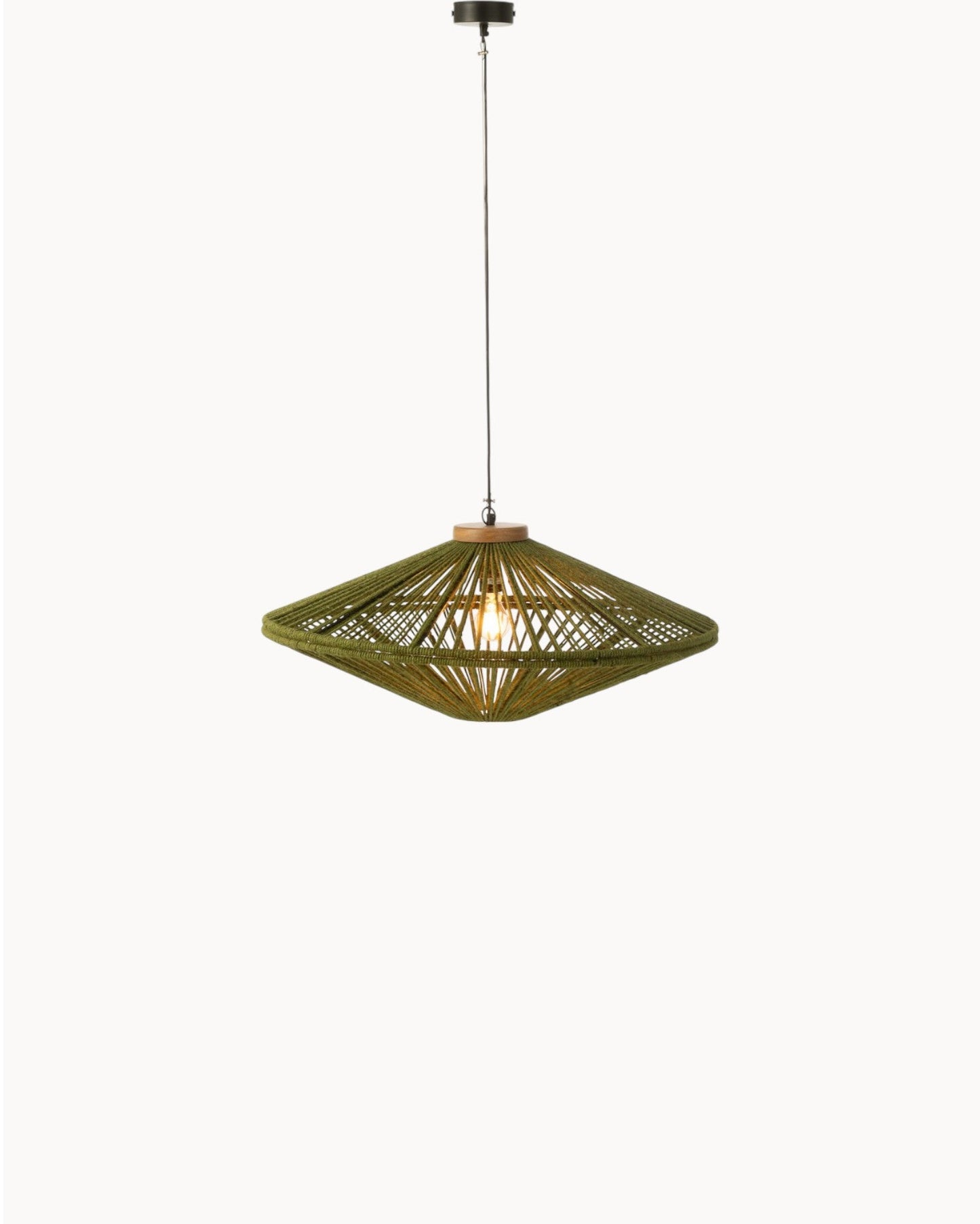Livia Hanglamp – Groen Metaal en Jute, Medium