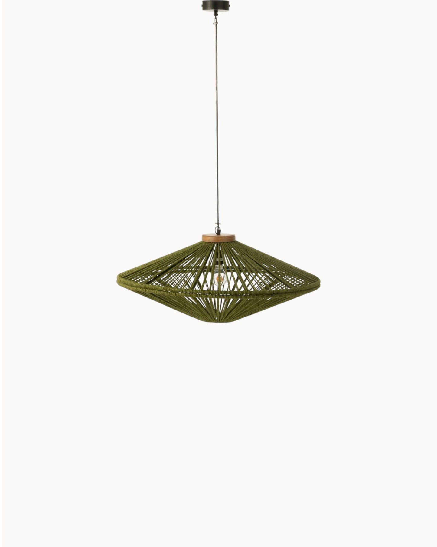Livia Hanglamp – Groen Metaal en Jute, Medium
