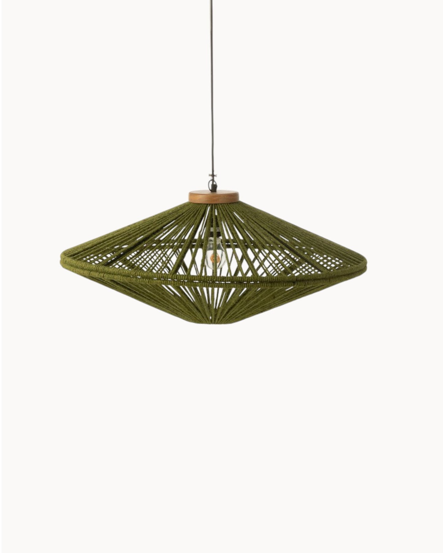 Livia Hanglamp – Groen Metaal en Jute, Medium