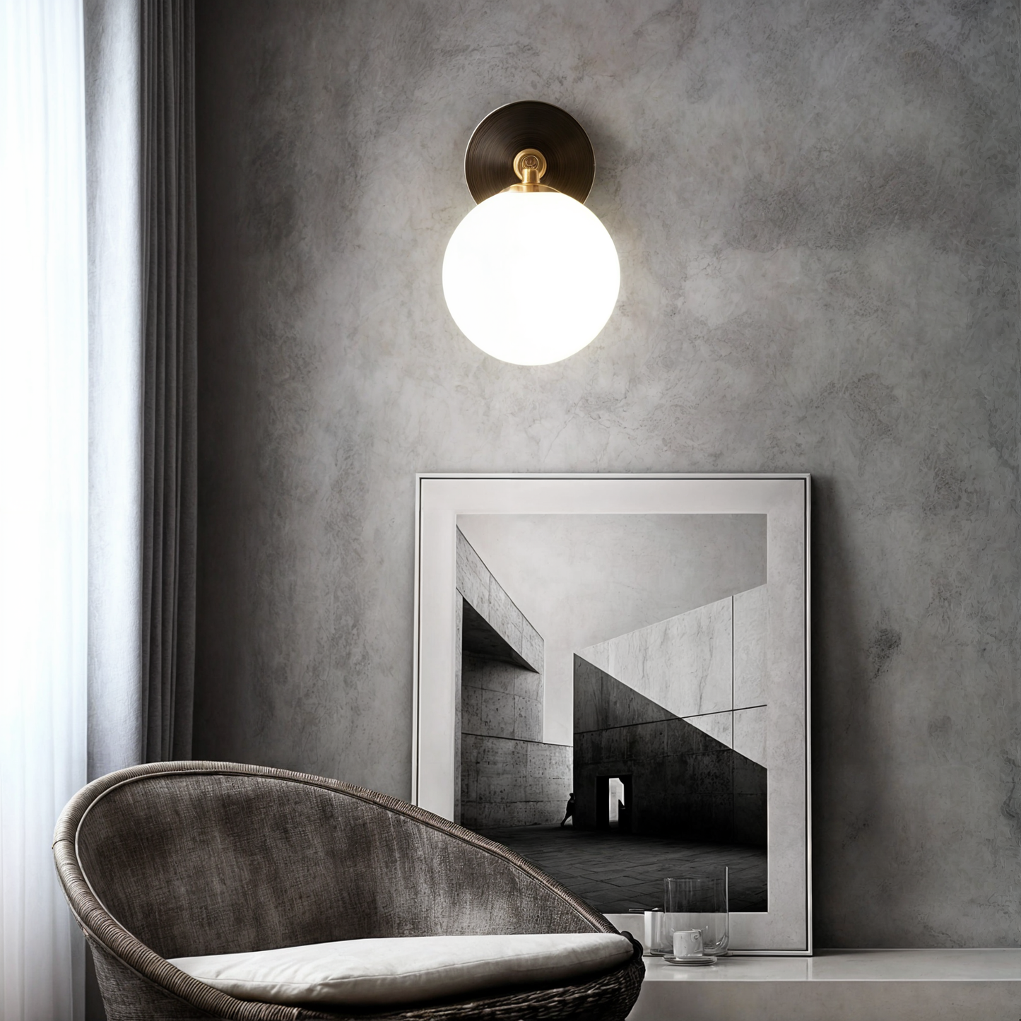 Solvay - Moderne koperen bolwandlamp