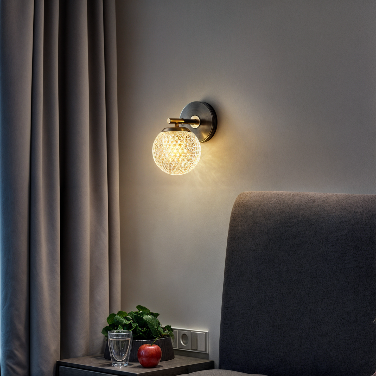 Solvay - Moderne koperen bolwandlamp