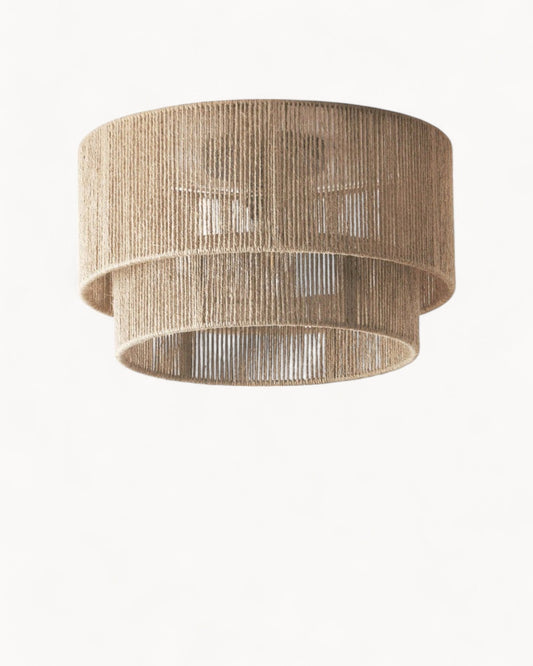 Aurum Drift - Plafondlamp met juten kap en zwarte baldakijn (45 cm)