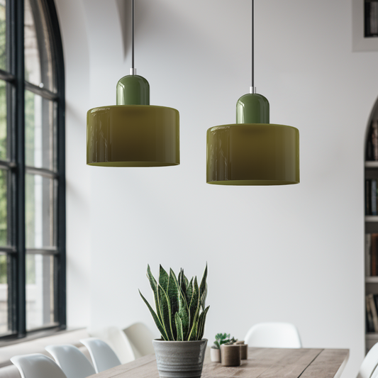 Lina - Kleine glazen pendellamp met LED en metalen afwerking