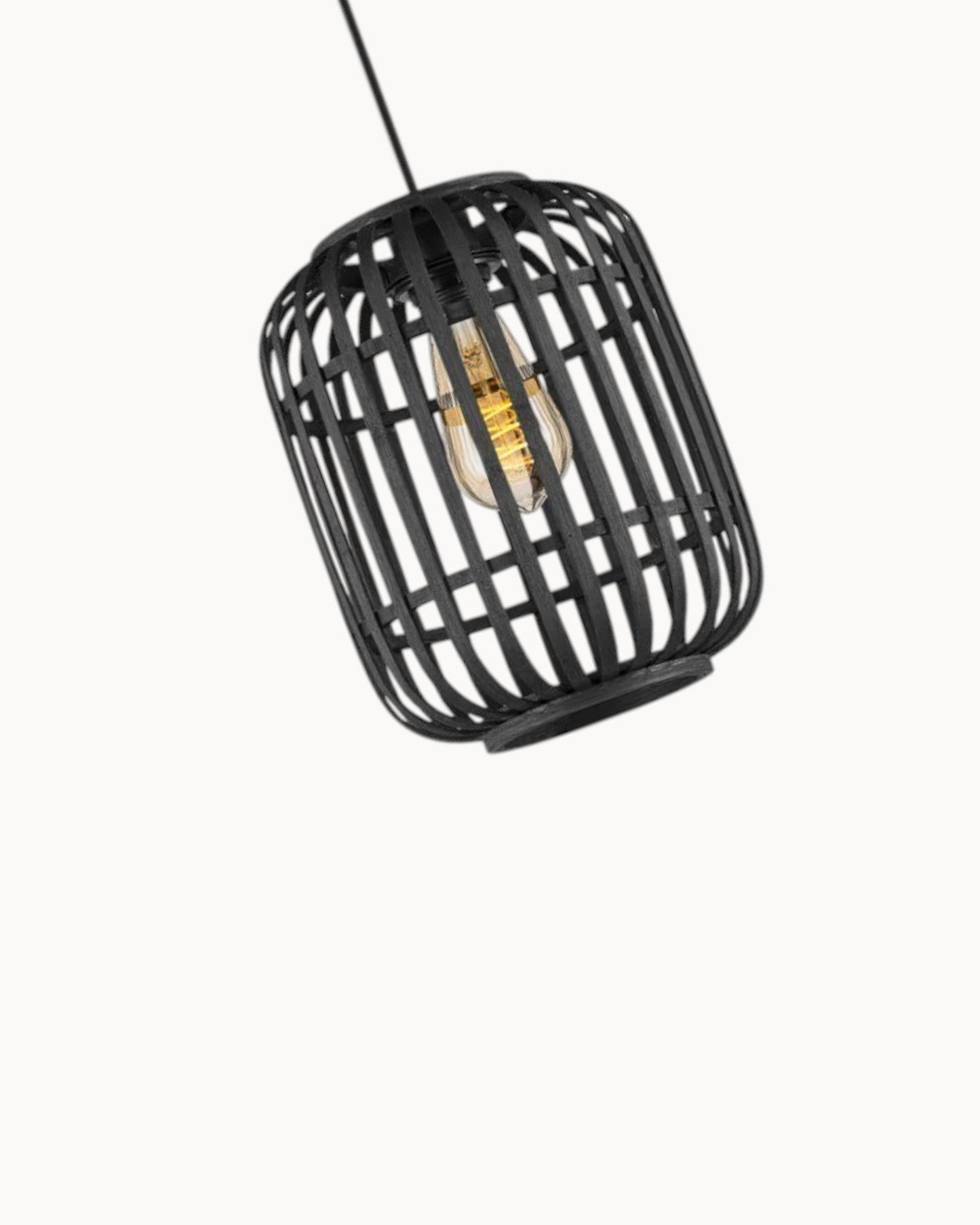 Noir Boho Hanglamp – Bamboe, Zwart, 21,5 x 131 cm