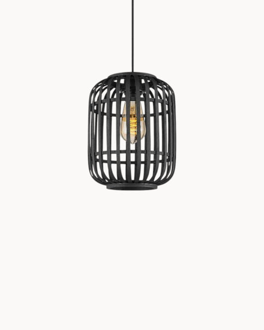 Noir Boho Hanglamp – Bamboe, Zwart, 21,5 x 131 cm