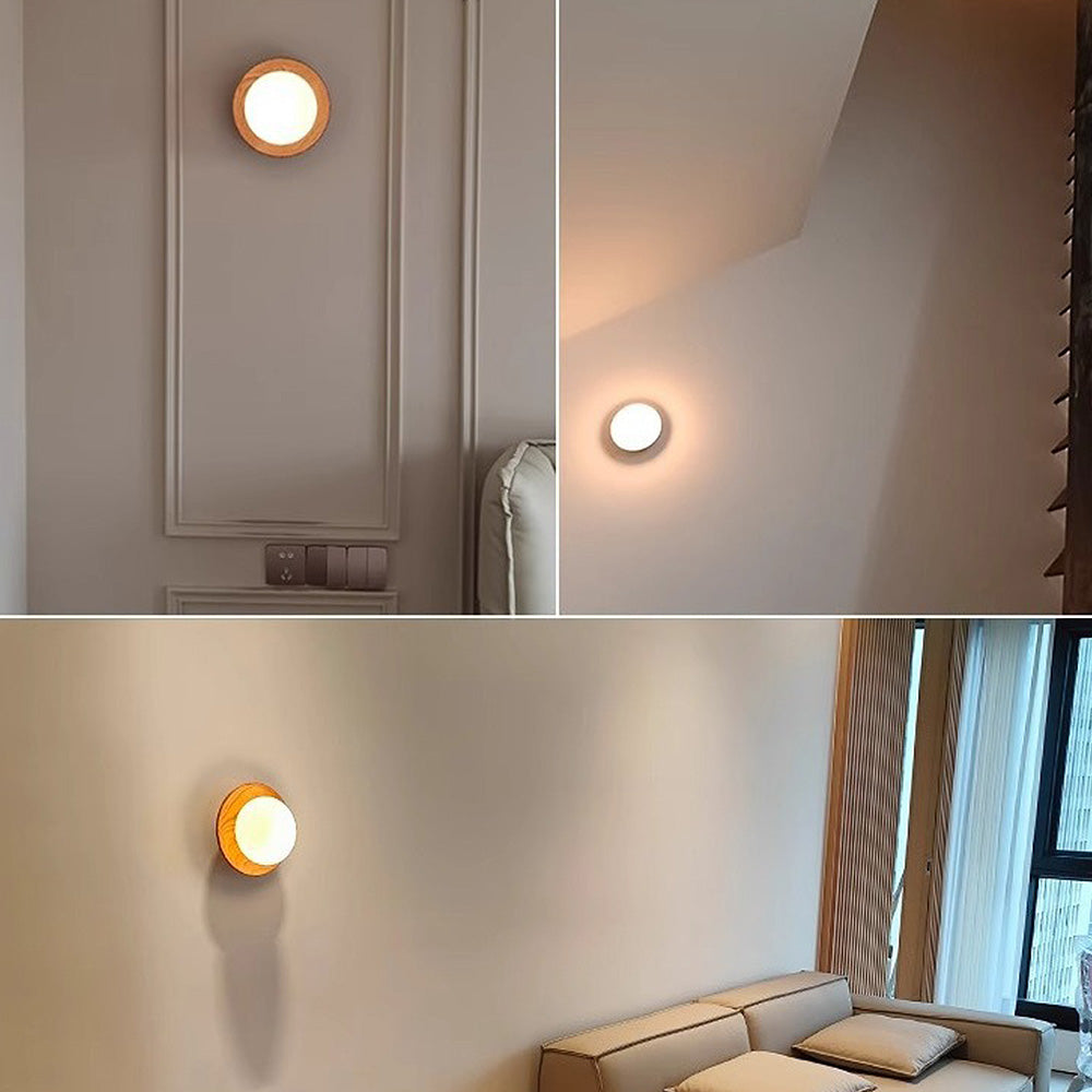 Vallion - Moderne wandlamp met hout en glas