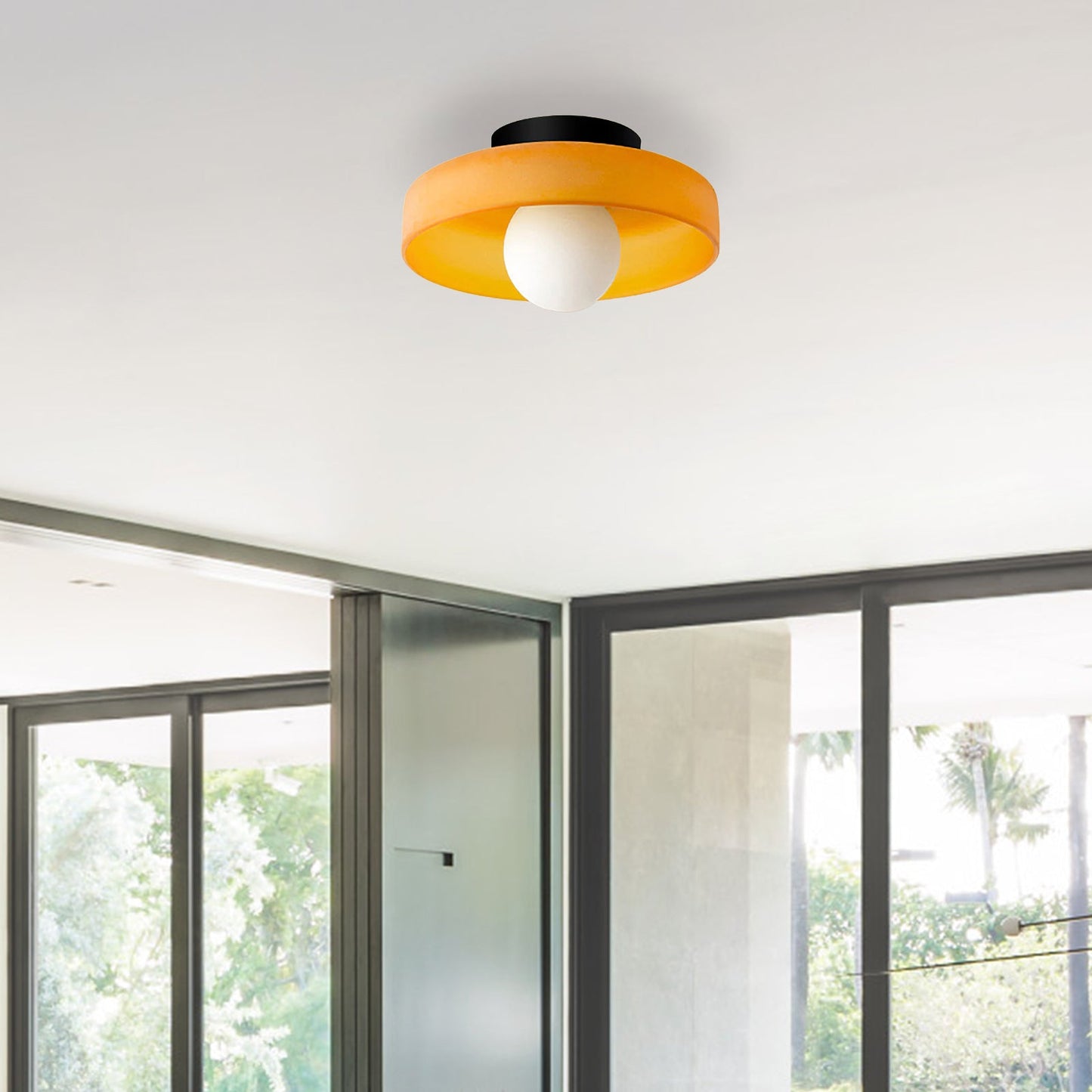Amber Glow - Moderne plafondlamp met amberkleurig glas (25-35 cm, G9 LED)