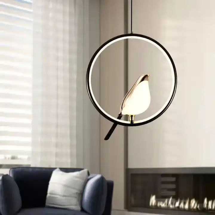 BirdieLux – Luxe Pendellamp met Gouden Vogelaccent