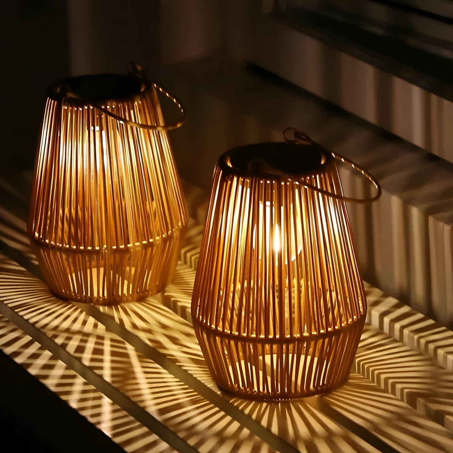 CageRays – Solar tuinlantaarn van bamboe in rattan-look