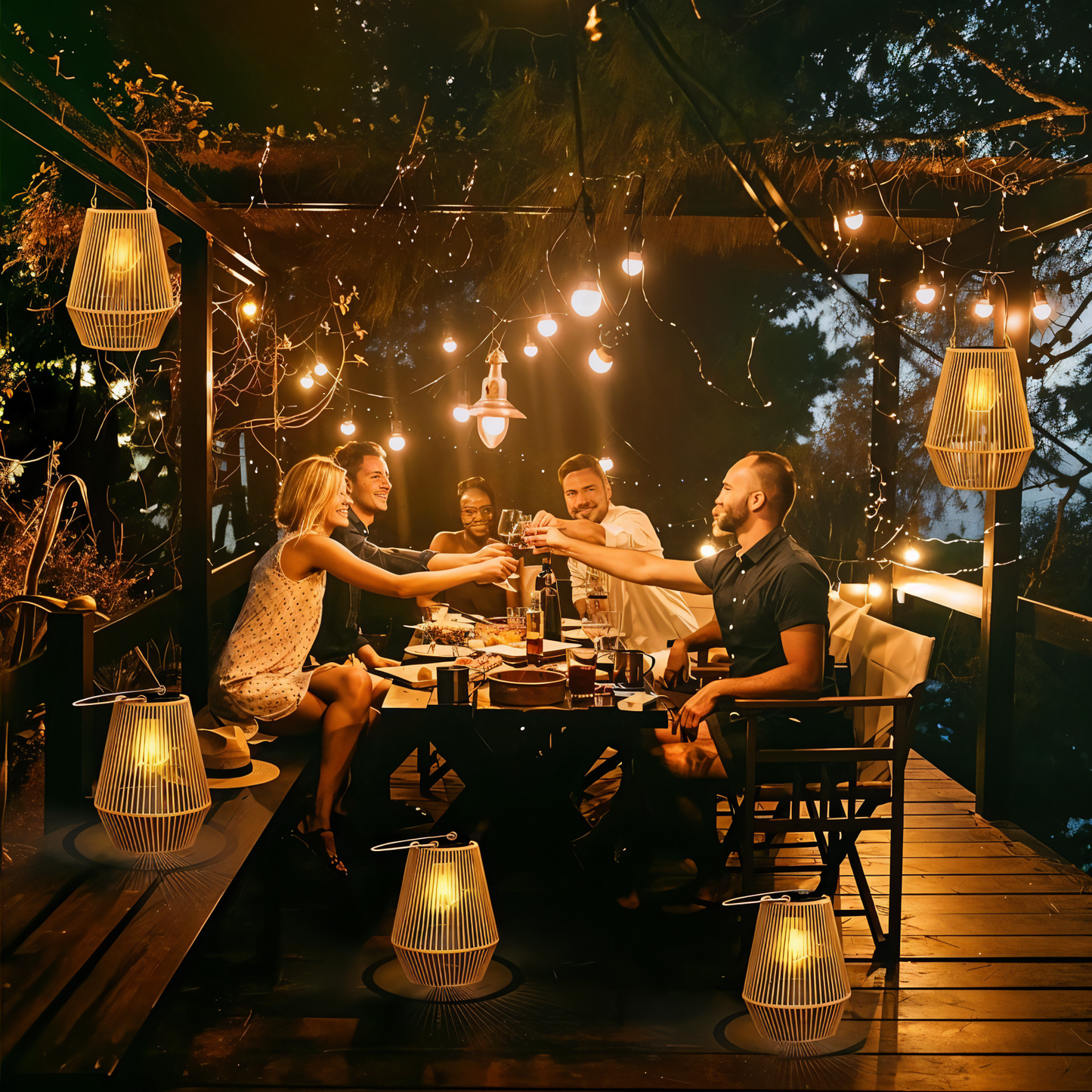 CageRays – Solar tuinlantaarn van bamboe in rattan-look