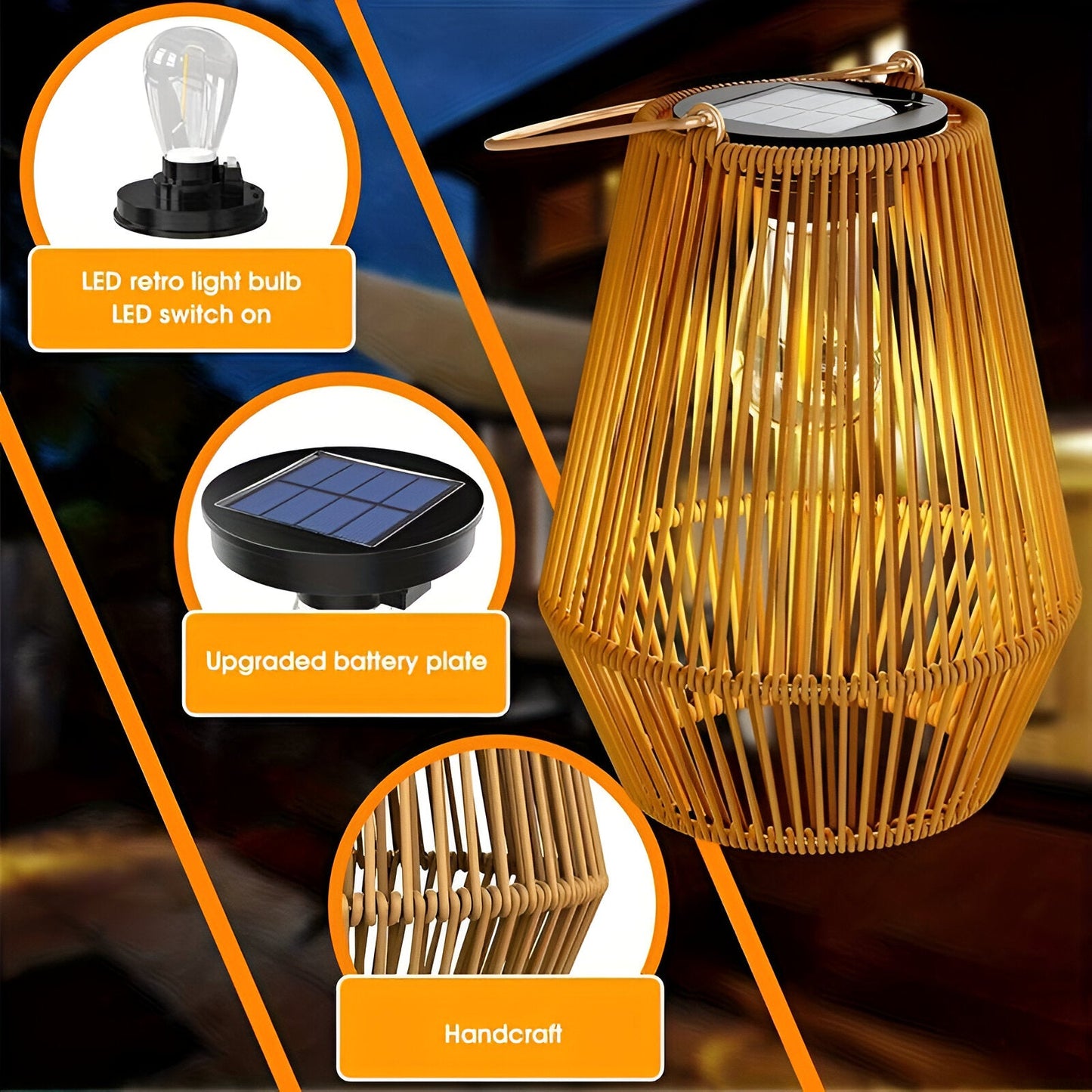 CageRays – Solar tuinlantaarn van bamboe in rattan-look