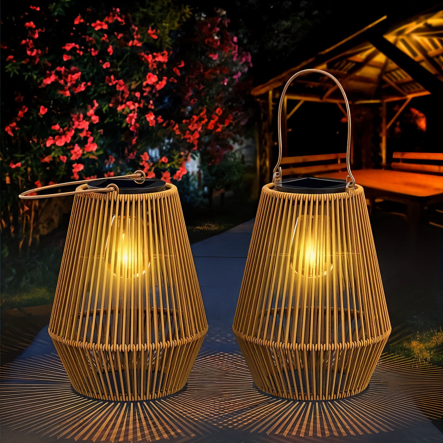 CageRays – Solar tuinlantaarn van bamboe in rattan-look