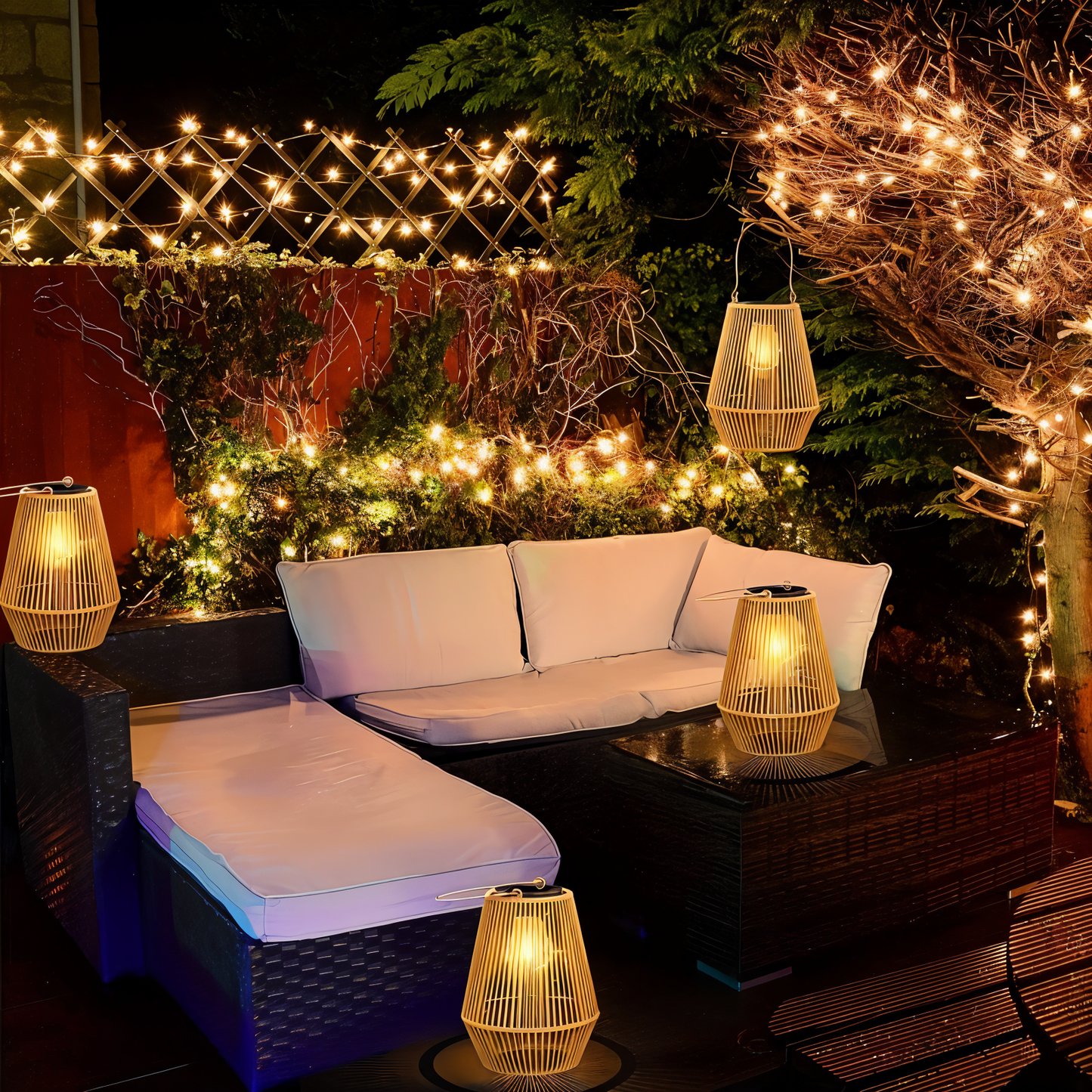 CageRays – Solar tuinlantaarn van bamboe in rattan-look