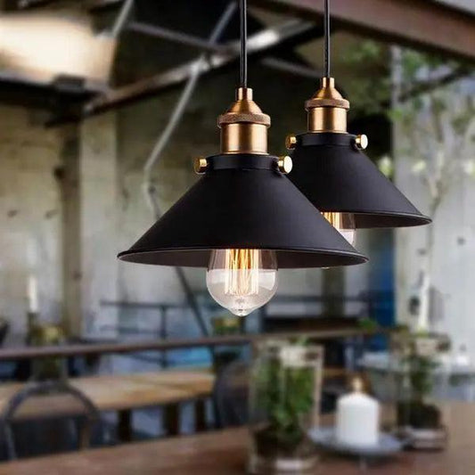 Nero Hanglamp – Industrieel, Zwart & Goud, Metaal, E27