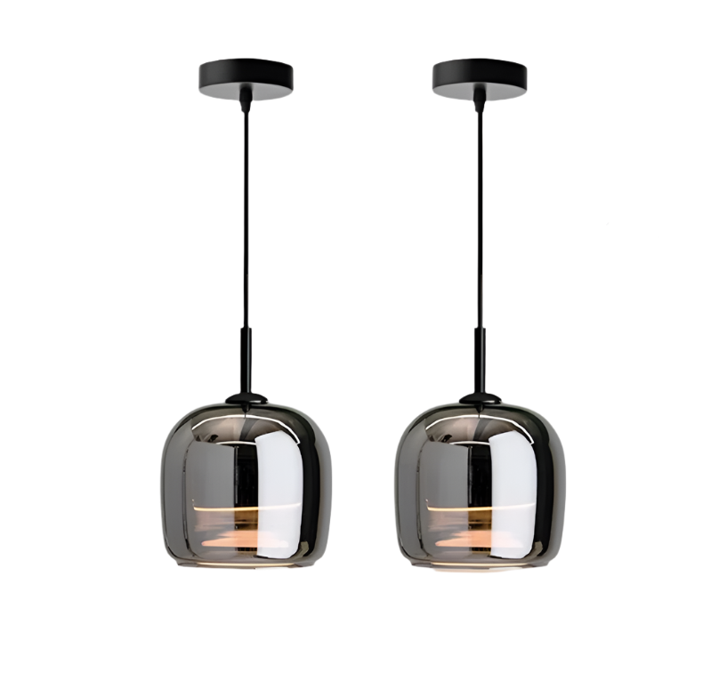 Noira – Scandinavische hanglamp van zwart glas met moderne elegantie