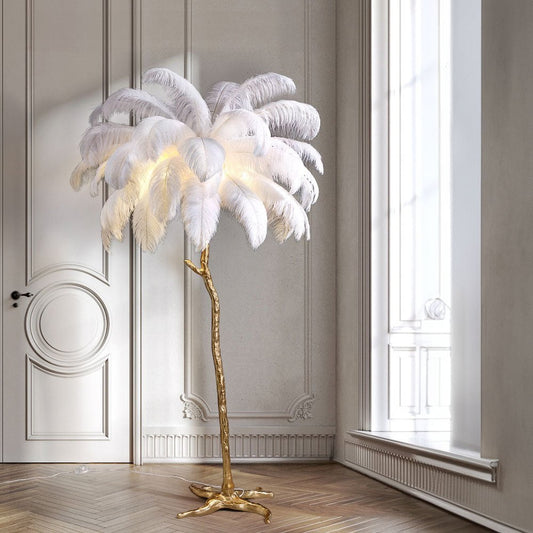 PlumaLuxe – Staande lamp met struisvogelveren in luxe design