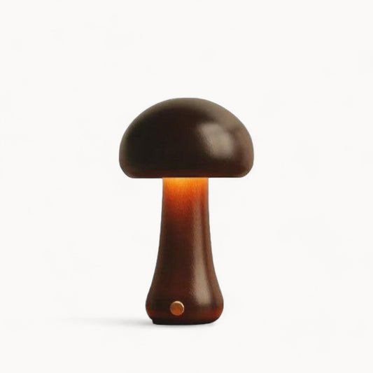 MushGlow – Draadloze Paddenstoel Tafellamp met Hout & Schuim