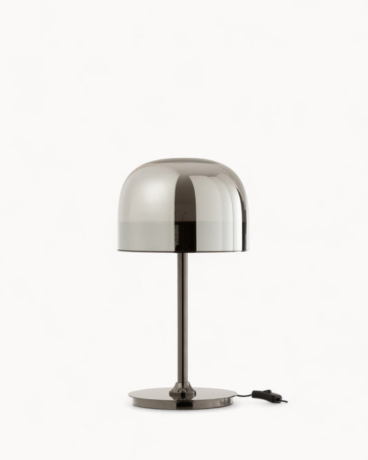 Elara – Elegante Tafellamp van Zilver, Glas & Metaal