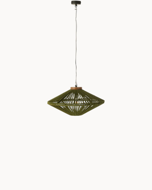 Mira Hanglamp – Groen Metaal en Jute, Klein