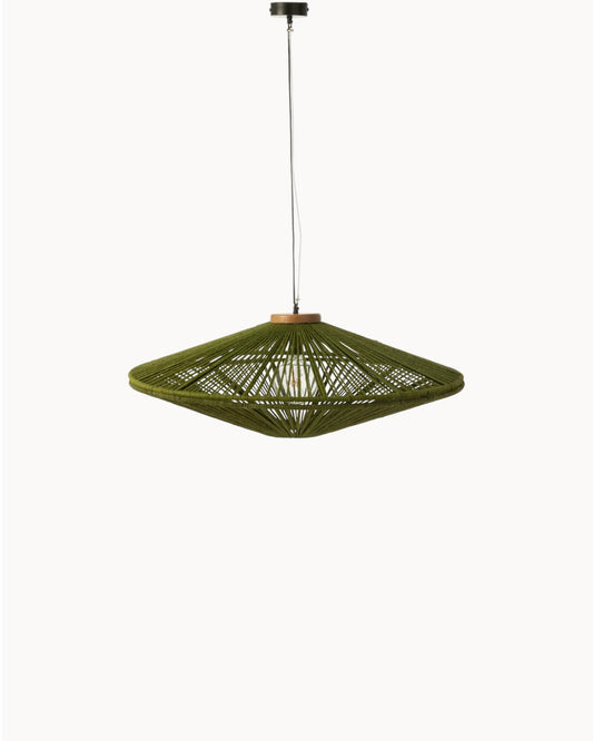 Noa Hanglamp – Metaal en Jute, Groen, Groot