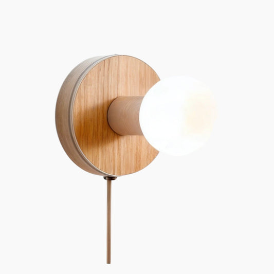 Lunera - Plug-in wandlamp van hout met dimbare verlichting