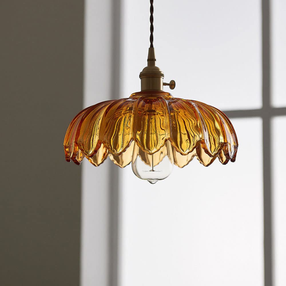 Floravie – Vintage hanglamp met geglazuurde bloemenkap in retrostijl