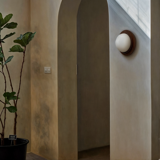 Vallion - Moderne wandlamp met hout en glas